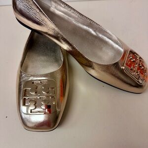 Tory Burch Metallic Gold Flats